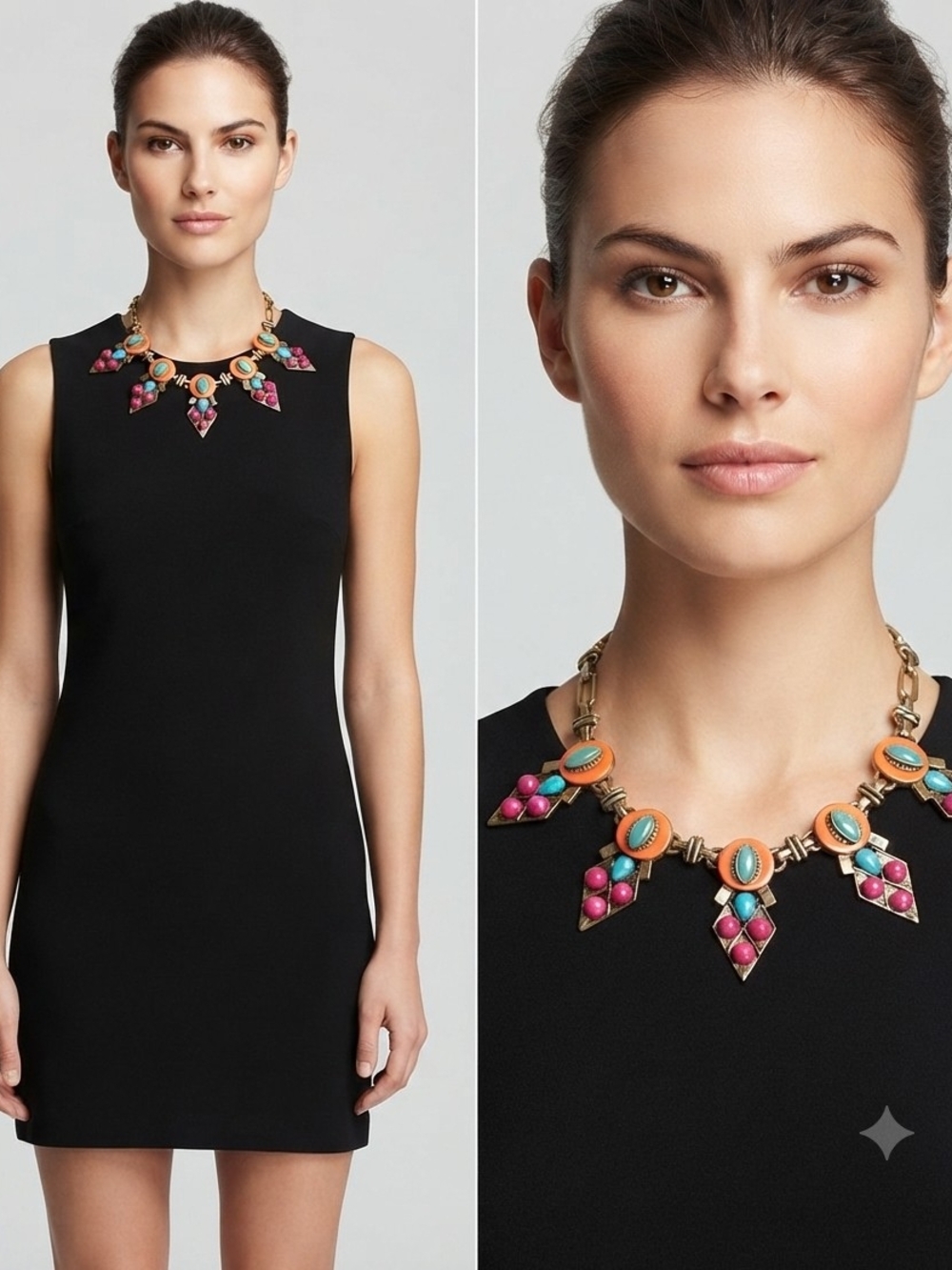 🧡💙 Vintage-Inspired Statement Necklace - Excellent Condition.
